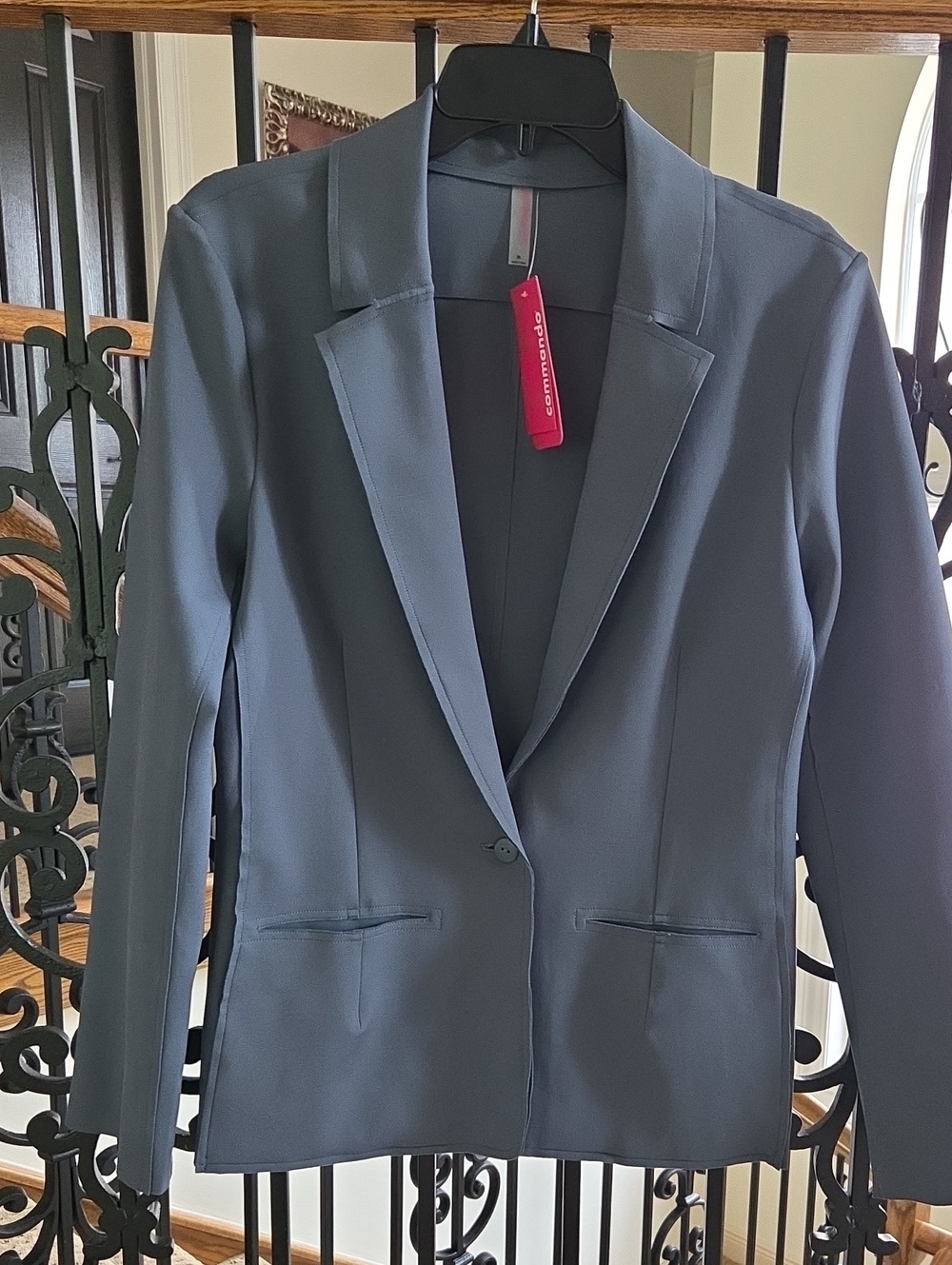 Commando Womens Slate-Blue Single-Button Blazer